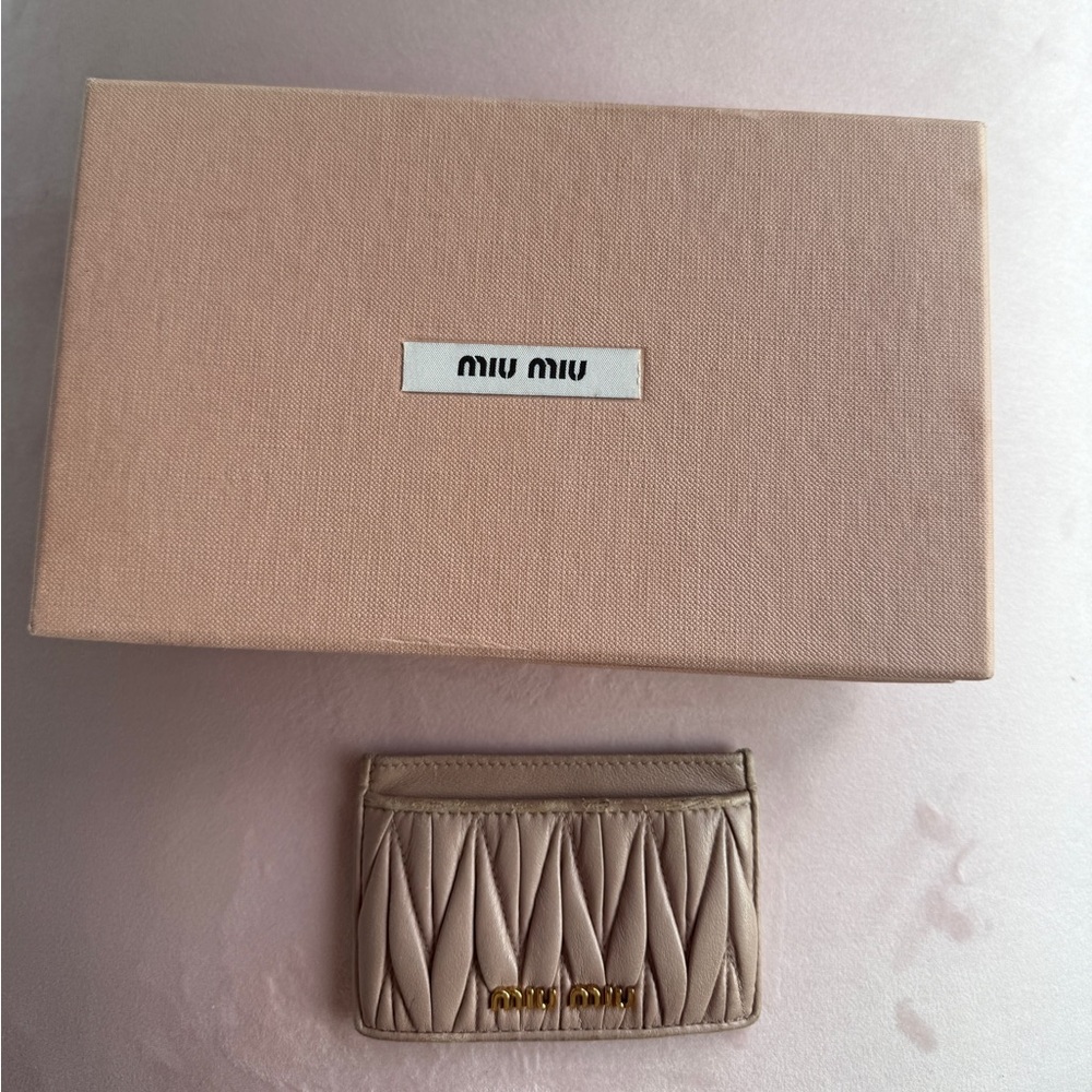 Authentic Miu Miu Brown Quilted Wallet Card Holder